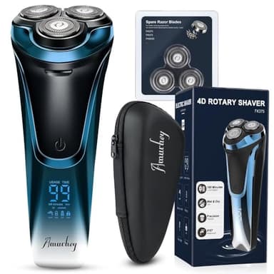 Rasierer Herren Elektrisch Snapbuy/Mit 3er Ersatzköpfen/Nass- und Trockenrasierer/Elektrorasierer mit Pop-up Trimmer / 99 Min. Laufzeit/Bartschneider/LED Anzeige/Reiseetui