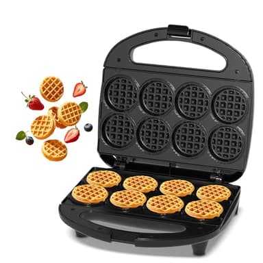 YASHE Multi Mini Waffelmaker, Bereitet 8 x 5 cm Kleine Waffeln zu, Waffelmaker mit Antihaftbeschichtung, Perfekt für Familien, Partys und Frühstück, Antihaftbeschichtung, Kompaktes Design, Leicht zu R