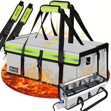 moveland 2 PCS Ebike Akku Tasche Feuerfest, bis 1400 °C - Explosionsgeschützte Akku Tasche, 49 x 15 x 16 cm - Dreifachschutz E-Bike Akku Brandschutzbox mit Ladeanschluss - zum Laden Lagern Transportie
