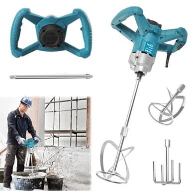 Akku Farbmörtelrührer Kompatibel mit Makita 18V Batterie,Elektrischer Mörtelrührer mit 6 Geschwindigkeiten,3200W Rührwerk max 1200r/min,Mörtelrührer für Zement,Beton und Farbe(ohne Akku)