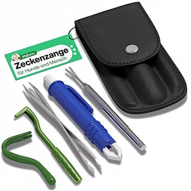 MYDAISY Zeckenzange für Hunde 5er Set mit Etui -Zeckenzange set für Haustiere - Zeckenhaken - Zeckenpinzette