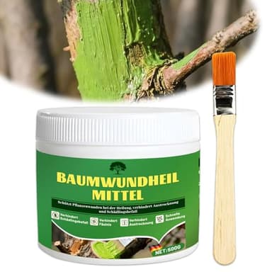 Wundverschluss für Bäume, Baumwachs Wundverschluss mit Pinsel , Baumwachs für Obstbäume, Fördert Die Wundheilung, Bildet Schnell Einen Schutzfilm, Wundverschlussmittel zur Behandlung an Zier (500g)