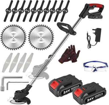 SMILOVII Rasentrimmer mit Akku 21V – 2X 2,0Ah Akku, 8500 U/min, 3-in-1 Freischneider inkl. 16-teiliges Klingen-Set, Teleskopstiel als Kantenschneider für Rasen, Rasenkanten & Unkraut