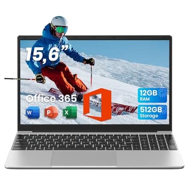 jumper Laptop 15,6 Zoll FHD Display, 12GB RAM 512GB SSD TF Erweitern 512GB, Office 365, 5205U Prozessor, Leichte Business und Studenten Notebook, 2 Stereo-Lautsprecher/Typ-C/USB 3.0/Zehnertastatur