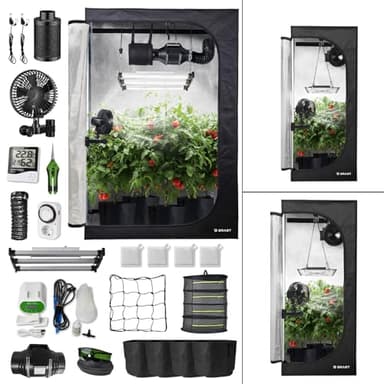 BRAST Growzelt GrowBox | Komplettset inkl. Sonderzubehör | viele Größen | 60x60x140-120x60x180cm | Vollspektrum LED Technologie | Belüftungs- & Bewässerungssystem | licht & wasserdicht |120x60x180cm