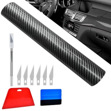 DODUOS 30×300 cm Autofolie Carbon,Carbon Folie Auto Folie Auto Außen mit Installationszubehör,Carbons Folie Glänzend Blasenfrei Lackschutzfolien für Autos und Motorrad Koffer