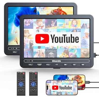 10,5 Zoll DVD Players Auto 2 mit HDMI-Eingang, 5-Stunden-Akkulaufzeit, DVD-Player Auto, USB/TF-Karte, Speicherkapazität, Wiedergabe gleicher/verschiedener Filme, Regionsfrei