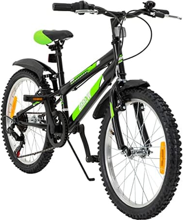 Actionbikes Motors Kinderfahrrad Arrow-20 24 Zoll-Kinder Fahrrad für Mädchen und Jungen-Von 6-12 Jahren-6 Gänge-V-Brake Bremse-Schutzblech v. h.-Fahrräder-Kinderrad (Schwarz Grün Zoll),24 inches