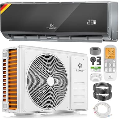 KESSER® Klimaanlage Set Split, WiFi/App Funktion Klimagerät, Kühlen A++/Heizen A+, 12000 BTU/h (3.400W) sehr leise, Kältemittel R32, Fernbedienung, Timerfunktion, Montagematerial