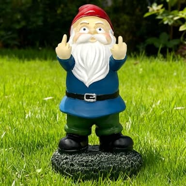 Zefrorden Gartenzwerge, Gartenornamente für Draußen, Freche Mittelfinger-Zwerge aus Harz, Outdoor-Skulptur Deko für Rasen, Terrasse & Balkon, Lustige Gartenfiguren & Einweihungs-Gartengeschenk
