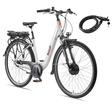 TELEFUNKEN E-Bike Damen 28 Zoll, Elektrofahrrad Frontmotor, 7-Gang Nabenschaltung, V-Bremsen, Pedelec Citybike inkl. Fahrradschloss, RC845 Multitalent