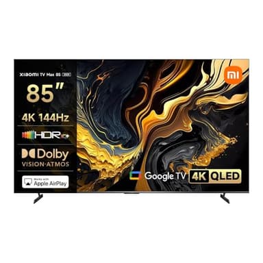 XIAOMI TV MAX 85 Zoll (216 cm) QLED 4K UHD Smart TV, 144Hz (240Hz Game Boost Mode), Dolby Atmos & Vision, HDR10+, Triple Tuner, DVB-C/S/S2/T/T2, Google TV, MEMC, Airplay, Google Assistant