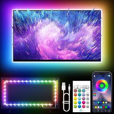 KANTUTOE LED TV Hintergrundbeleuchtung, 5m TV LED Streifen für 45-75 Zoll TV, RGB Led TV Lichter mit Musik Sync, Bluetooth APP & Fernsteuerung Lichtstreifen für Zimmer (16.4ft)