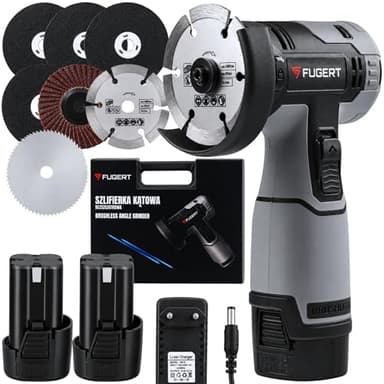 FUGERT Mini Flex 76mm - Mini Winkelschleifer Akku 13000 Rpm - Brushless Motor - 2x 1.8 Ah Akku & Ladegerät - Soft Start & Quickstop Funktions - 7x Scheiben - inkl. Koffer