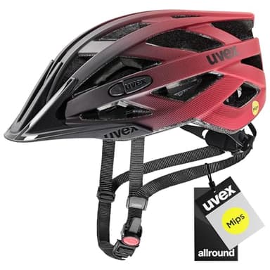 uvex i-vo cc MIPS - Leichter Allround-Helm für Damen und Herren - MIPS-Sysytem - erweiterbar mit LED-Licht - Black-red matt - 56-60 cm