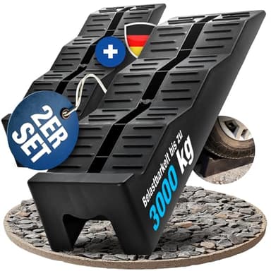 NTG Auffahrkeile für Wohnmobil (2er Set) – 3-stufige Nivellierung bis 3000 kg pro Set, Anti-Rutsch Struktur ideal für für Wohnwagen, Wohnmobil & Anhänger - Keile für alle Untergründe