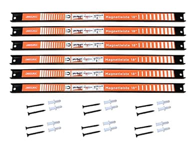 SECURA Magnetleiste Werkzeug Aufbewahrung 6 Stück je 45,7cm mit 6 KG Tragkraft Ordnungssystem Wand Halterung | Magnet Werkzeugleiste als Werkstatt Zubehör | Magnetleisten Werkzeughalter Wand
