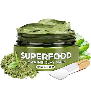 PLANTIFIQUE Koreanische Gesichtsmaske mit Avocado, Fango & Superfoods 100g - Tonerde Maske Körper und Gesicht Anti Pickel Poren Mitesserentferner - Korean Clay Face & Body Mask