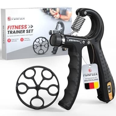 FUNFLEX Handtrainer Fingertrainer, Griffkraft Trainer Set, Verstellbarer Unterarmtrainer, Finger Trainer, Unterarm Trainingsgerät, Grip Trainer, Fitness Hand Training, Krafttraining