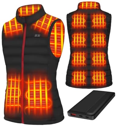 Cubovie Beheizbare Weste Damen Heizweste Damen Heizweste mit 13 Heizzonen für Outdoor Wandern Camping(Schwarz,M)