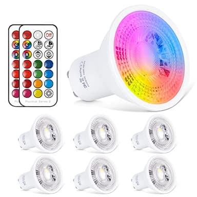 ChangM LED GU10 Lampe RGB+Warmweiss Farbwechsel Spot Licht 6W, 540LM, Dimmbar durch mit Fernbedienung 50W Halogenlampen Gleichwertige(6er Pack)