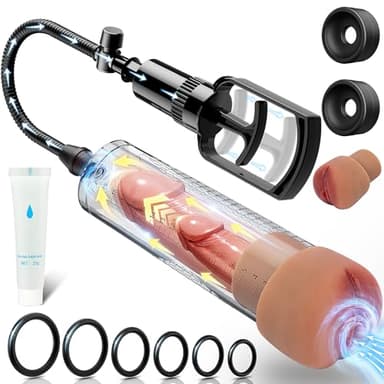 Penispumpen Männer Sexspielzeug für Männer Penis Pumpe mit 6 Penisringen und 2 Manschette Masturbator muschi Vakuumpumpe Penisvergrößerung Verlängerung Toyset Sex Spielzeug für die männer Extrem