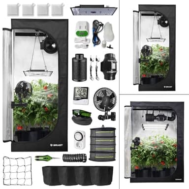 BRAST Growzelt GrowBox | Komplettset inkl. Sonderzubehör | viele Größen | 60x60x140-120x60x180cm | Vollspektrum LED Technologie | Belüftungs- & Bewässerungssystem | licht & wasserdicht | 60x60x140cm