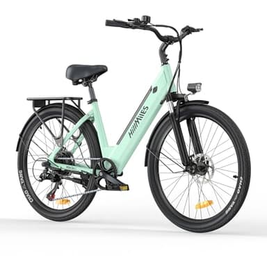 MileCity1 26" E-Bike für Erwachsene, 7 Gang Elektrofahrrad mit Austauschbarem 36V 13Ah Akku, 25 km/h und 80–100km Reichweite E-Bike für Städtische Pendler, IP65 Wasserdicht (MileCity1, Grün)