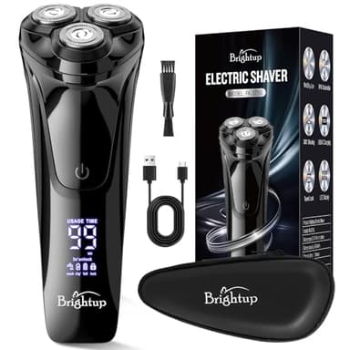 Brightup Rasierer Herren Elektrisch mit 4D-Schwebekopf, Kabellos LED Elektrischer Nass- und Trockenrasierer für Männe, IPX6 Wasserdichter Elektrorasierer, USB-C Aufladung & Pop-Up Trimmer, Reisesperre