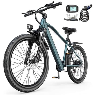 Eleglide E Bike, 26" E-Bike Herren Damen mit 250W Motor 10Ah Akku, Offroad E-Mountainbike, 7 Gänge Elektrofahrrad Für Berge und Pendeln, Multifunktional, Höchstgeschwindigkeit 25km/h, 35 km Reichweite