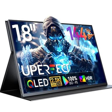 UPERFECT Portable Monitor QLED 18 Zoll 2.5K 144Hz Tragbarer Display 2560x1600 100% DCI-P3 1500:1 500Nits 16:10 Gaming Mobiler Bildschirm mit HDMI USB C für Laptop/PC/Spielkonsole, VESA-Kompatibel