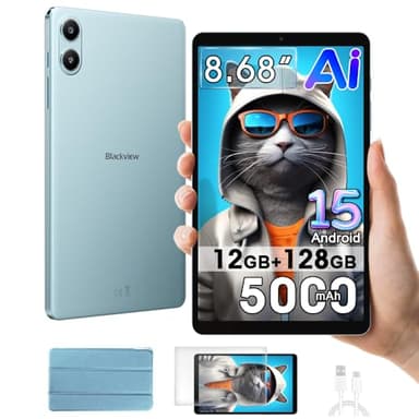 Blackview Link 2 8 Zoll Tablet Android 15, 12GB+128GB/1TB Mini Tablet Lesen, Gemini Al 2.0, Zwei Lautsprecher, 5G WiFi Tablette, 8MP AI Camera, 5000mAh, Widevine L1/3,5mm Klinke/OTG/OTA/Hülle, Blu