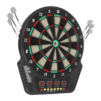 LENJKYYO Elektronische Dartscheibe Set mit LED & Sprachansagen, Dartautomat Dartscheibe, 27 Spiele, 243 Varianten, Softtip Darts, Profi E-Dart Board für 1-16 Spieler, Dartboard für Kinder & Erwachsene