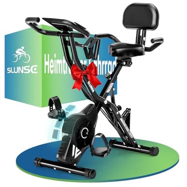 SLUNSE Heimtrainer Fahrrad, 2025 Neu Hometrainer Fahrrad mit stabilem Doppeldreieckrahmen, Klappbar Ergometer Heimtrainer mit 10dB extra Leise, Indoor Bike für Kardio-Training zu Hause, Bis 160KG