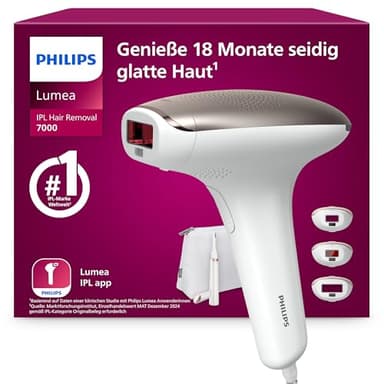 Philips Lumea IPL 7000 Series Haarentfernungsgerät – Alternative zur Laserhaarentfernung – 3 Aufsätze für Körper, Gesicht & Bikinizone, inkl. Korrekturtrimmer (BRI923/00)