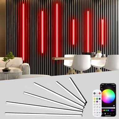 Lichaser RGB Schwarz LED für Akustikpaneele Eingebetteter, WiFi 6 Stück Akustikpaneele LED Streifen Alexa Kompatibel, Musik Sync Selbstklebend Strip für Wandpaneele, Regal (40 * 2+60 * 2+90 * 2 cm)