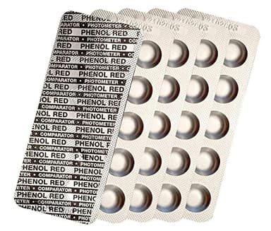 harren24 Photometer Testtabletten Chlor DPD1, DPD3, Aktivsauerstoff DPD4, pH-Wert Phenol Red, Alkalinity M, CYA, Poollab Wassertester 50x 100x 250x 500x (Phenol Red / 50x)