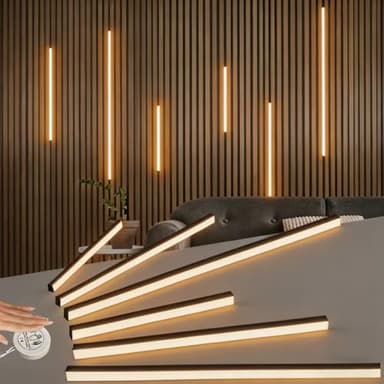 Yamlten Eingebetteter LED für Akustikpaneele, 6 Stück Dimmbar Selbstklebend Licht LED Strip Warmweiss für Wandpaneele Parallel,Akustikpaneel,Unterflurbeleuchtung,schwarzer Kanal