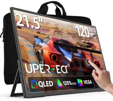 UPERFECT 21.5" 120Hz QLED Touchscreen Portable Gaming Monitor 125% sRGB 2000:1 Kontrast 1080P Große Display mit 180° Integrierte Halterung USB-C HDMI für Laptop/PC/Spielkonsole, VESA Kompatibel