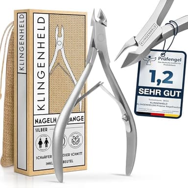 KLINGENHELD® Präzise Nagelhautzange - Sehr leichtgängig & extra scharf - inkl. Reisebeutel aus Baumwolle 100% plastikfrei & nachhaltig - Nagelhautschere, Nagelhautschneider