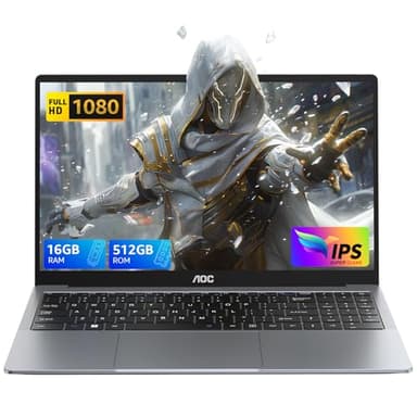 AOC Laptop,Alder Lake N97,Up to 3.6GHz,16 GB DDR4,512 GB SSD(Unterstützt Erweiterung 2 TB),Büro Notebook Computer,Metall gehäuse,180°-Faltung,HDMI,WiFi