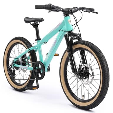 BIKESTAR Kinder Fahrrad Mountainbike 7 Gang Shimano, Scheibenbremse ab 6 Jahre | 20 Zoll Kinderrad MTB | Mint