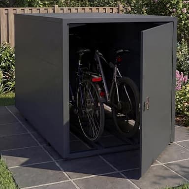2er-Fahrradgarage HWC-P93, Fahrradunterstand Fahrradbox Bikebox, abschließbar verzinkter Stahl 123x113x208cm - anthrazit
