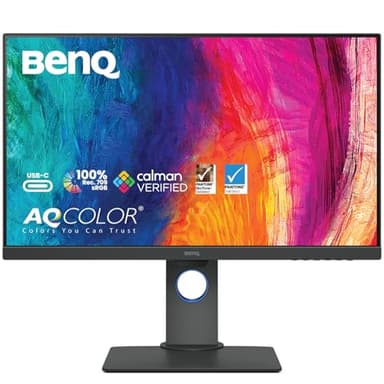 BenQ PD2705Q Grafiker Monitor (AQCOLOR Technologie, 27 Zoll, QHD, IPS, USB-C-Laden, DP / HDMI, KVM, Hardware kalibriert, Höhenverstellbar), MacBook kompatibel, schwarz