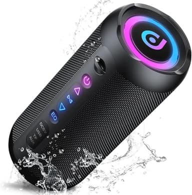 Bluetooth Lautsprecher mit Licht, 30W Musikbox Tragbarer Bluetooth Box mit IPX7 wasserdicht, Dualen Bass-Treibern, 30 Sth Akku, RGB Lichter, TWS Kopplung,AUX, TF Karte, Geeignet Outdoor/Party/Reisen