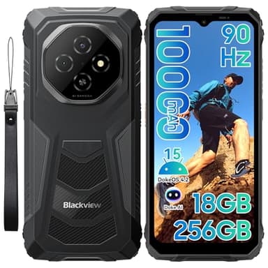 Blackview Fort 1 (18+256) Outdoor Handy Ohne Vertrag 10000mAh, Android 15 Outdoor Smartphone, 6.56" 90Hz Ultradünn baustellenhandy, IP69K Wasserdicht, NFC/GPS/Gemini AI/Fingerabdruck/Glove Mode