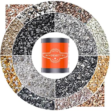 Steinteppich aussen Set 10qm in Schwarz - 100kg Marmorteppich Nero Ebano + 4kg 1K PU Bindemittel Kleber