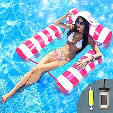 Pool Sitz Schwimmende Hängematte, WasserhängematteSpielzeuge Luftmatratze Pool Sessel Wassersitz Poolhängematten Liegematte für Erwachsene (Rosa)