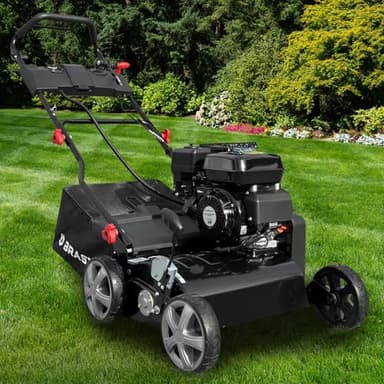 BRAST Vertikutierer Benzin 4,5kW (6,12PS) | 4-Takt Motor 212ccm | 40-45cm Arbeitsbreite | TÜV geprüft | 50L Fangkorb | viele Modelle für kleine bis sehr große Rasenflächen | BRB-RV-45212 ESTART